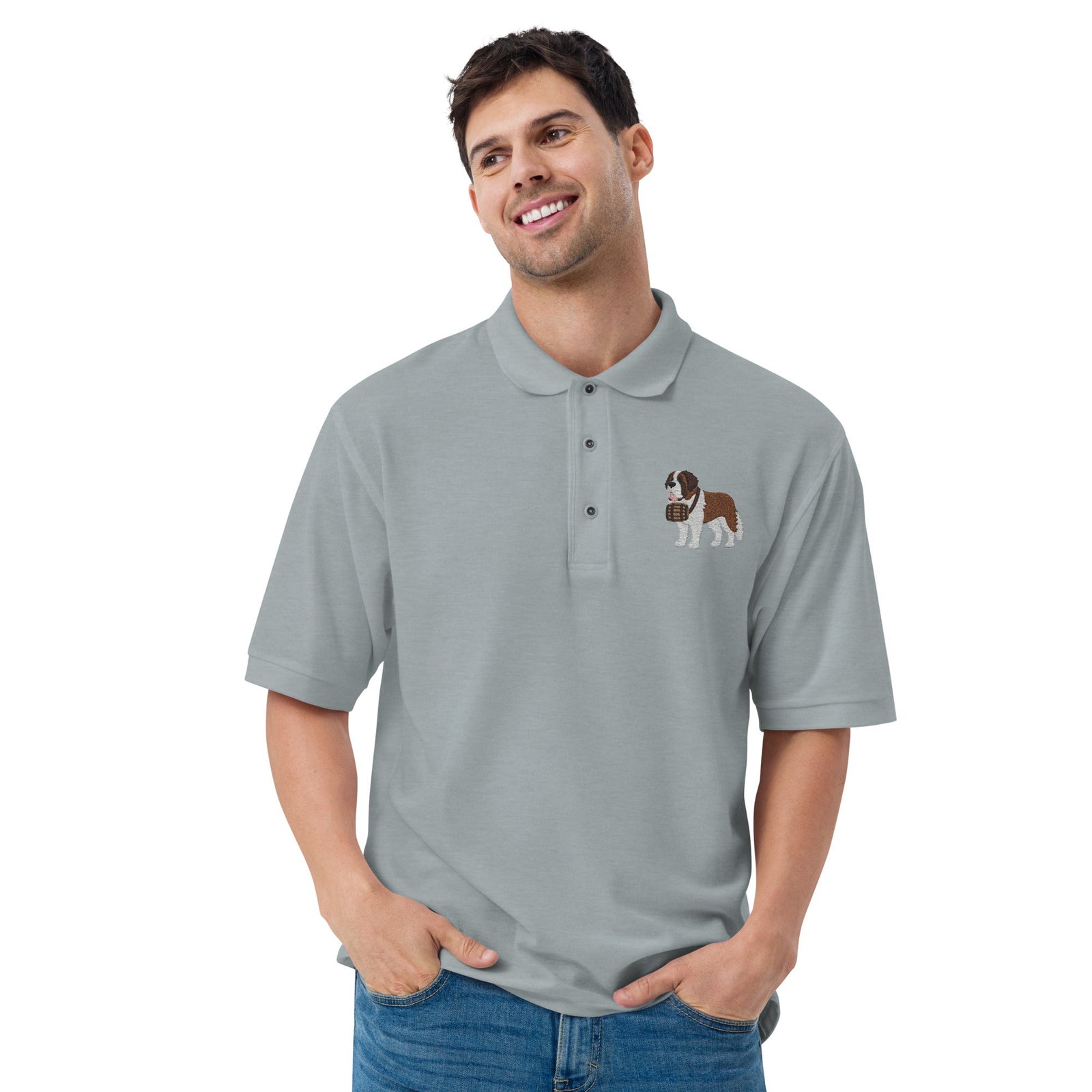 St Bernard Embroidered Men's Premium Polo - Lucy + Norman