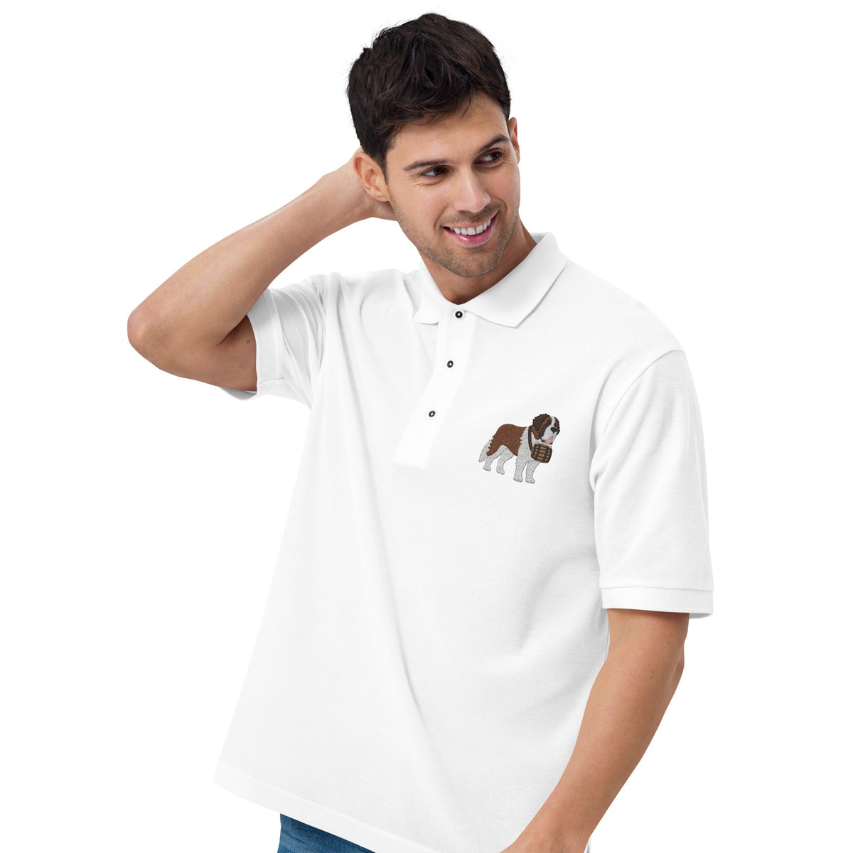 St Bernard Embroidered Men's Premium Polo - Lucy + Norman