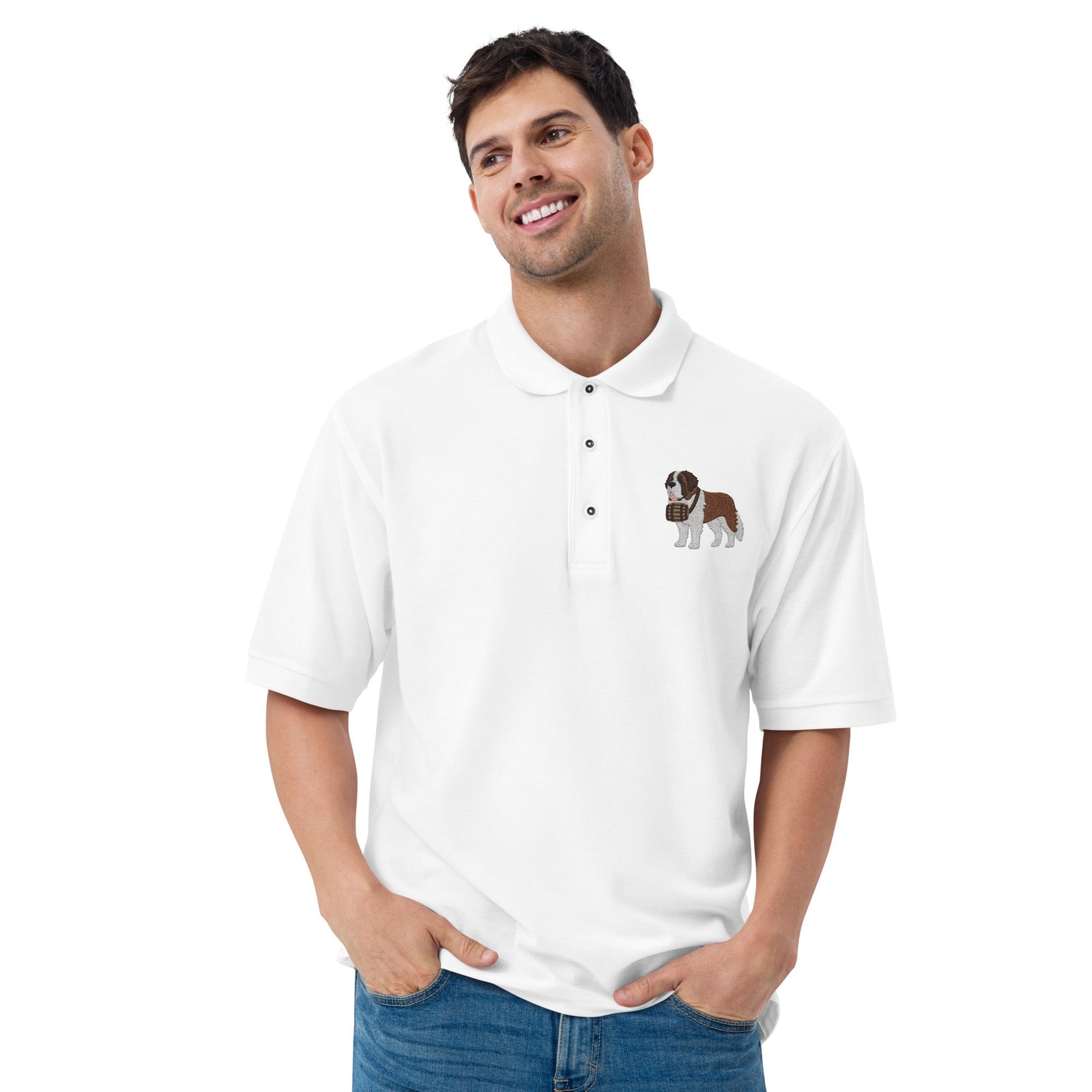 St Bernard Embroidered Men's Premium Polo - Lucy + Norman