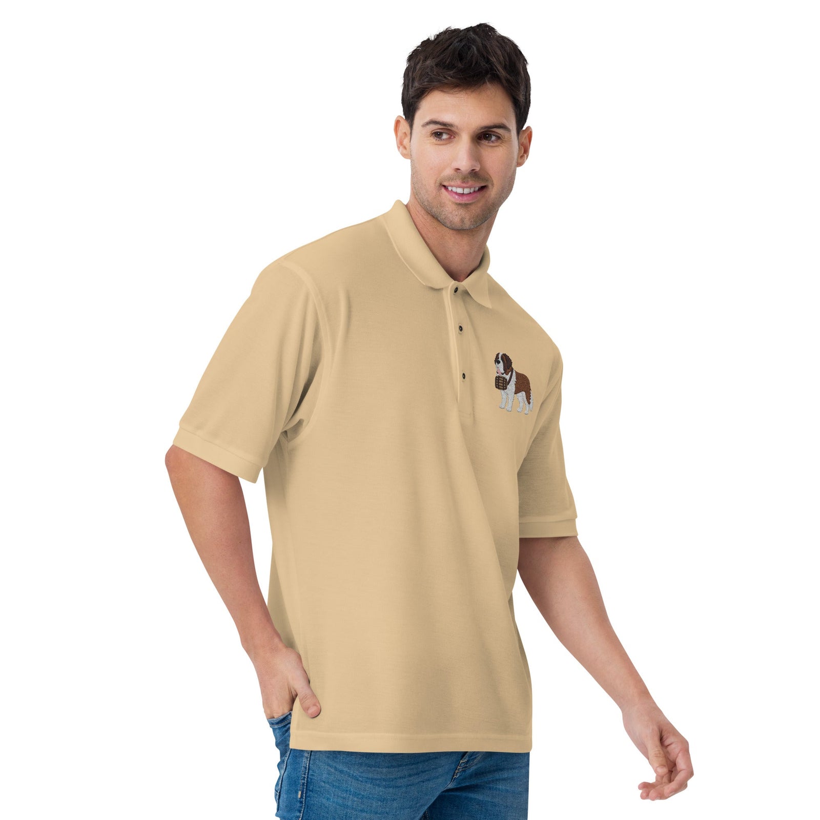 St Bernard Embroidered Men's Premium Polo - Lucy + Norman