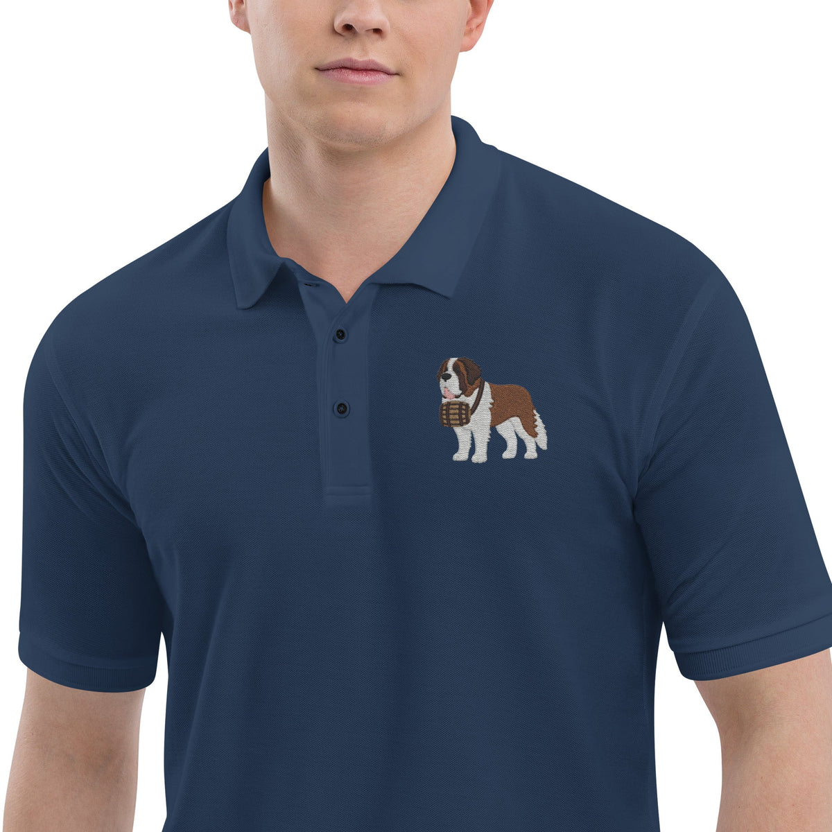 St Bernard Embroidered Men's Premium Polo - Lucy + Norman