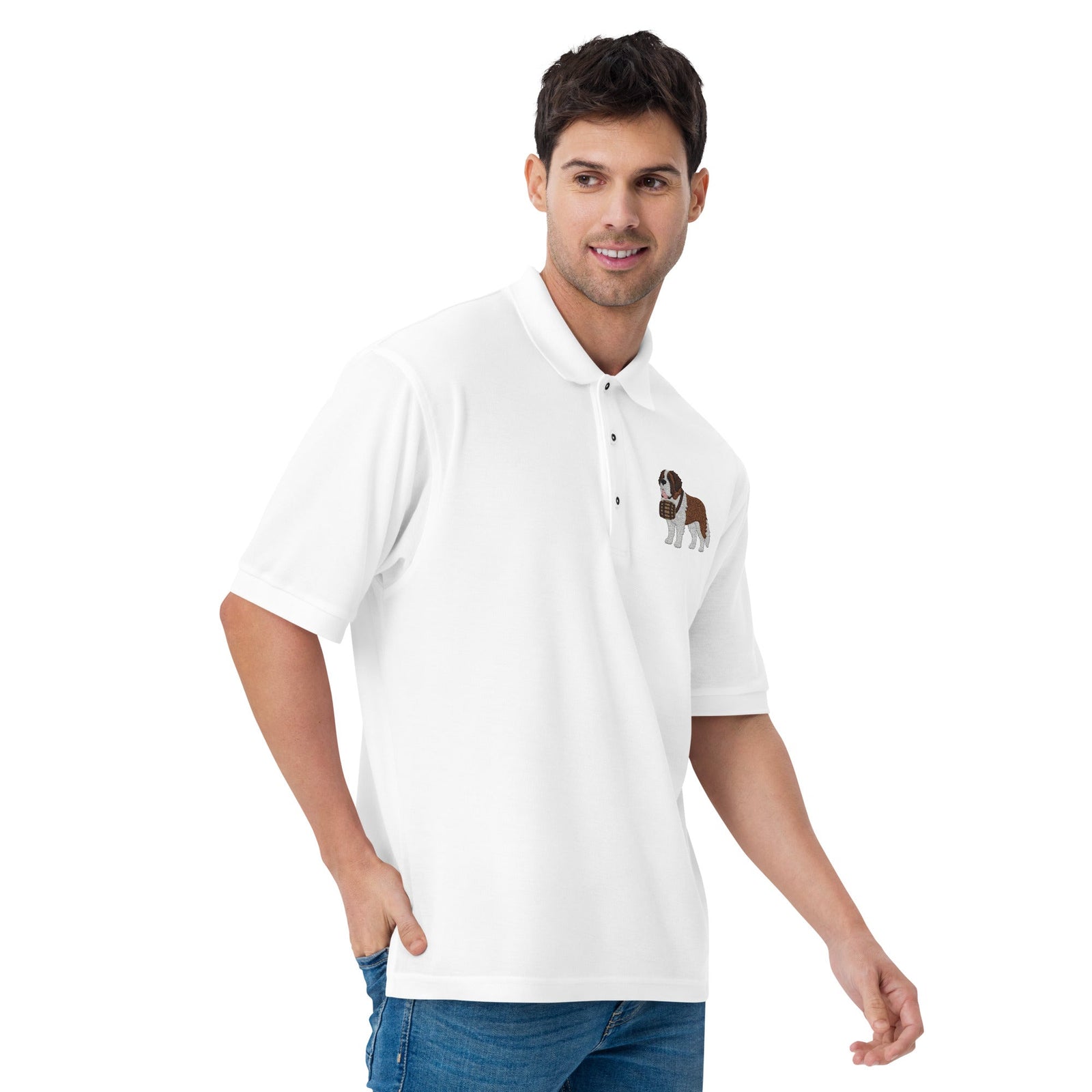 St Bernard Embroidered Men's Premium Polo - Lucy + Norman