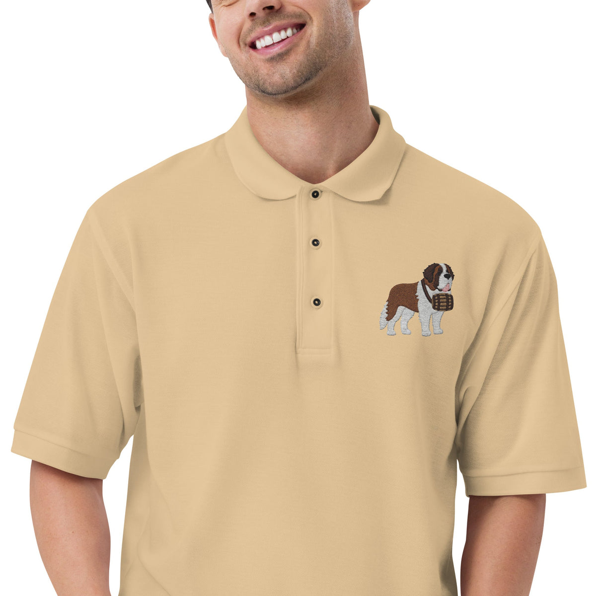St Bernard Embroidered Men's Premium Polo - Lucy + Norman