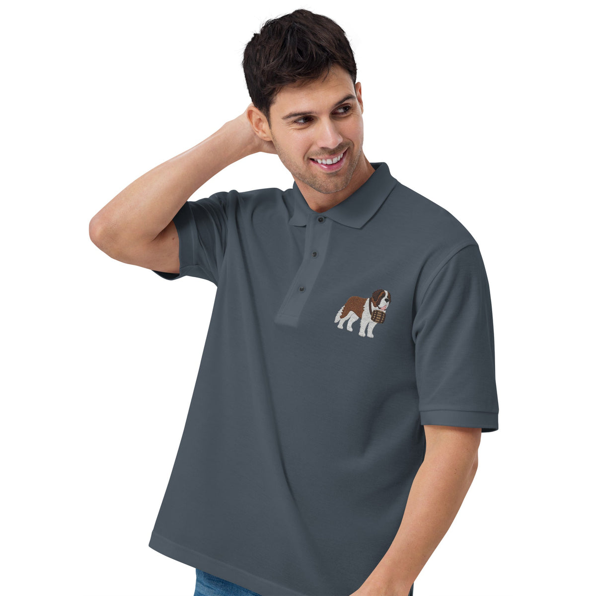 St Bernard Embroidered Men's Premium Polo - Lucy + Norman