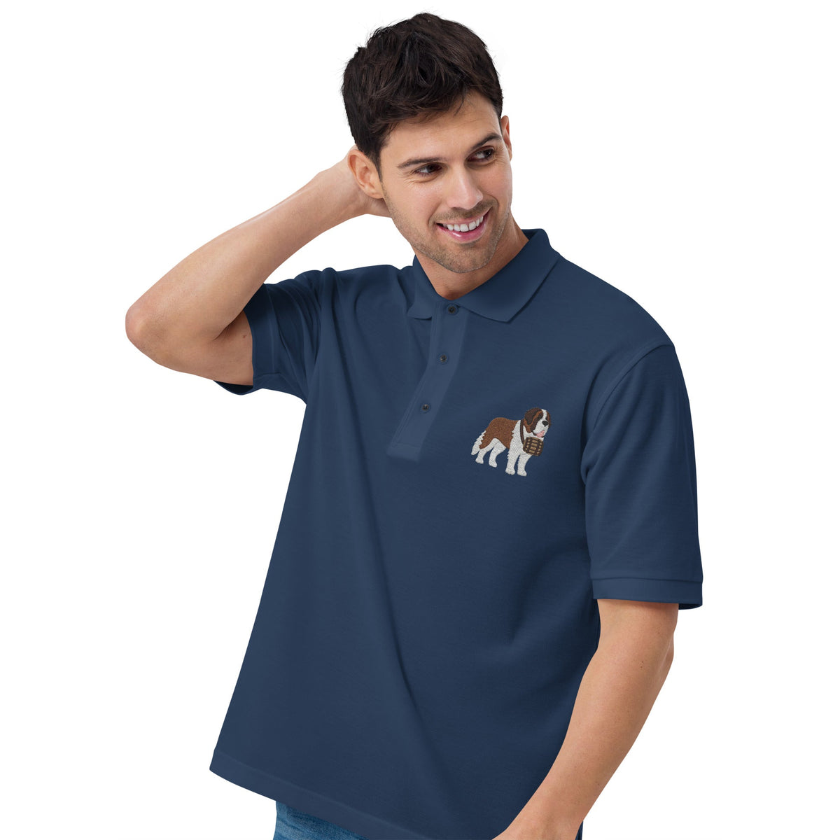 St Bernard Embroidered Men's Premium Polo - Lucy + Norman