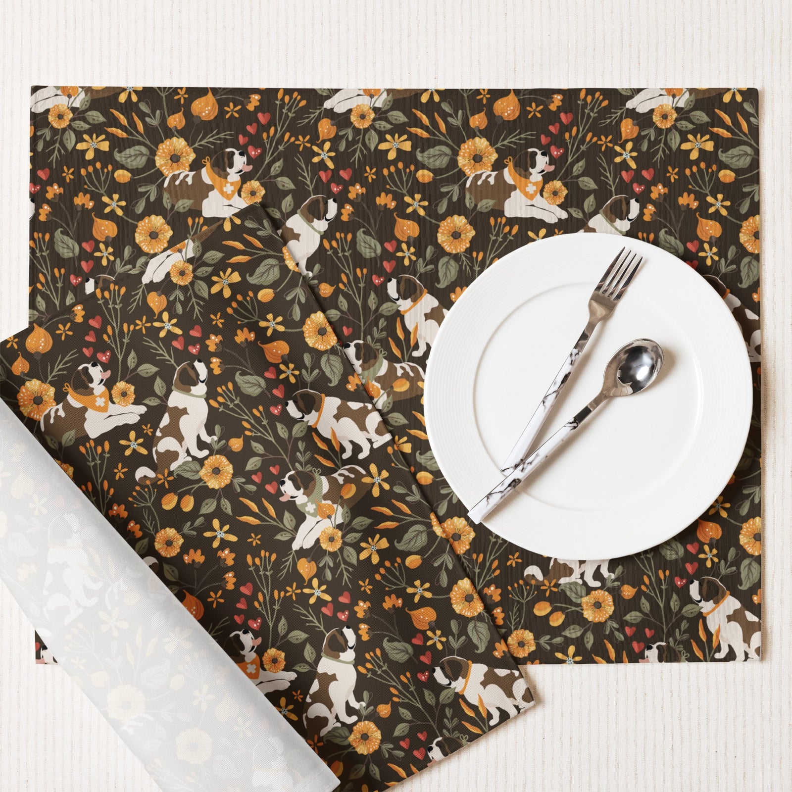 St Bernard Fall Meadow Placemat Set - Lucy + Norman