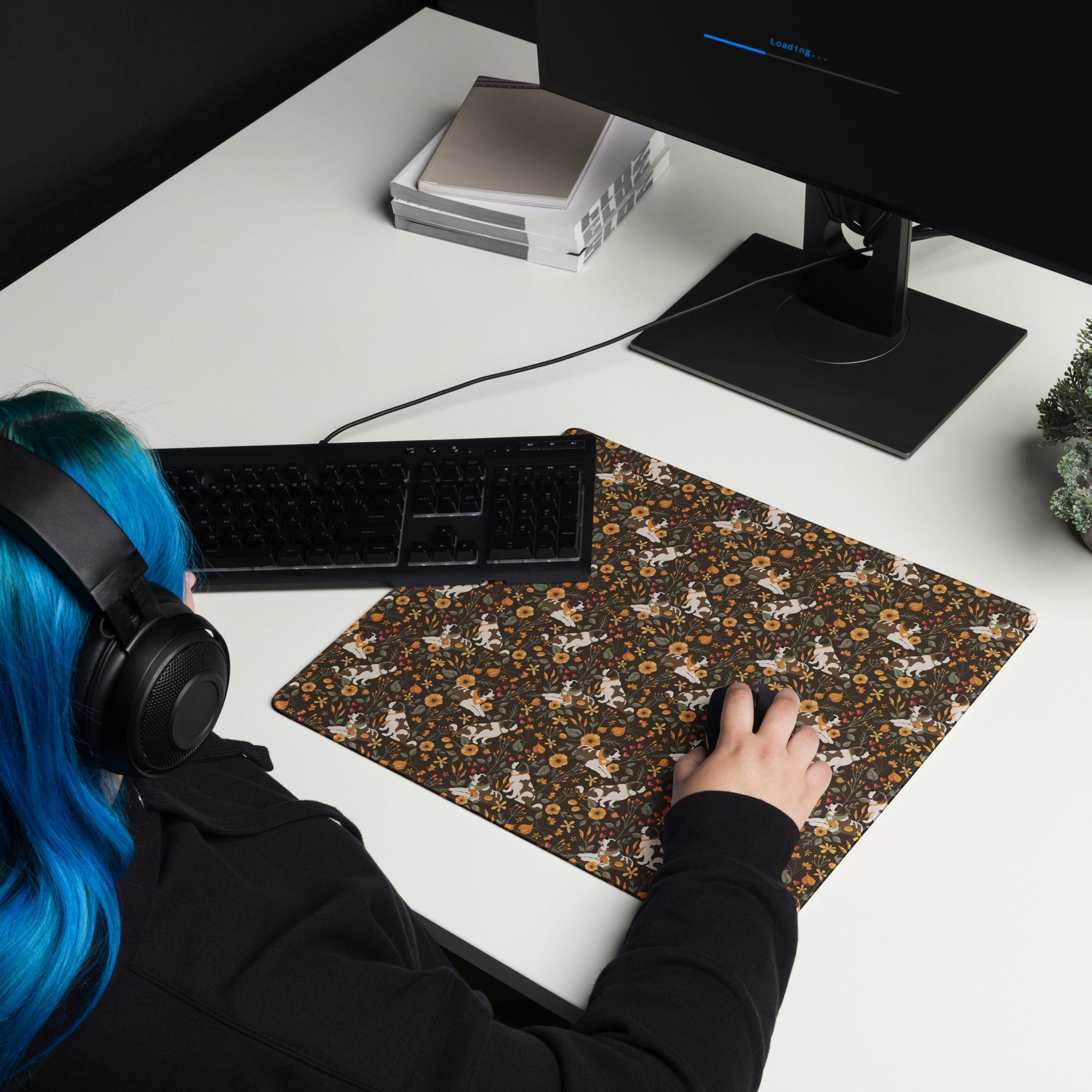 St Bernard Fall Meadow XL Desk Mouse Pad - Lucy + Norman