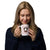 White ceramic 15 ounce mug featuring a cute illustrated Saint Bernard dog wearing a rescue barrel, surrounded by a red Swiss cross pattern. Perfect gift for St Bernard dog lovers and Swiss Alps fans by Lucy and Norman.