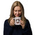 White ceramic 20 ounce mug featuring a cute illustrated Saint Bernard dog wearing a rescue barrel, surrounded by a red Swiss cross pattern. Perfect gift for St Bernard dog lovers and Swiss Alps fans by Lucy and Norman.