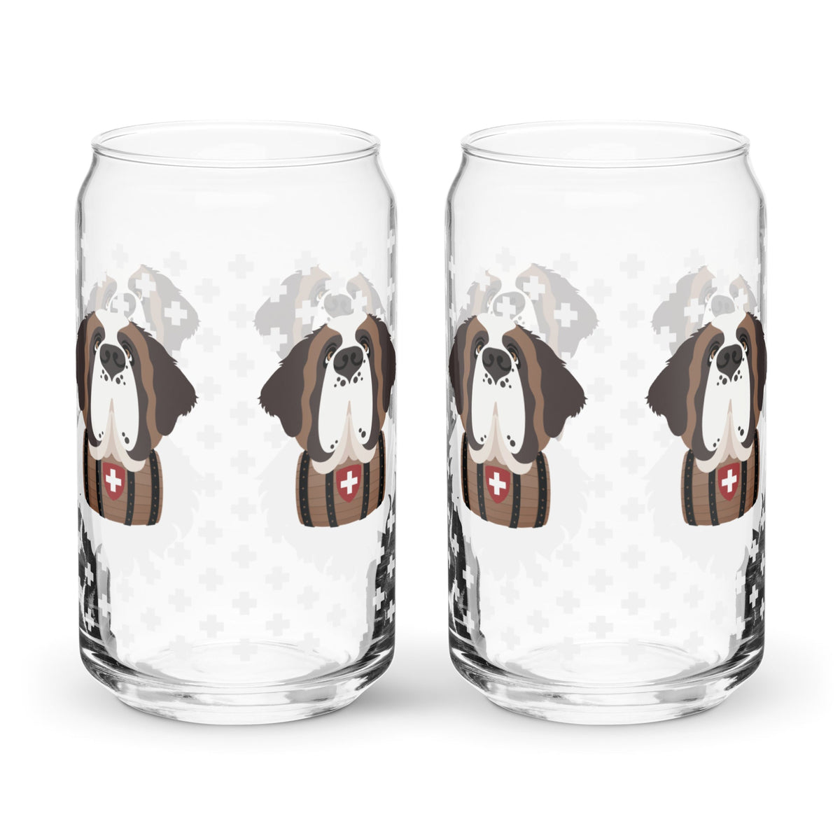 Swiss Cross Saint Bernard Can Glass - Lucy + Norman