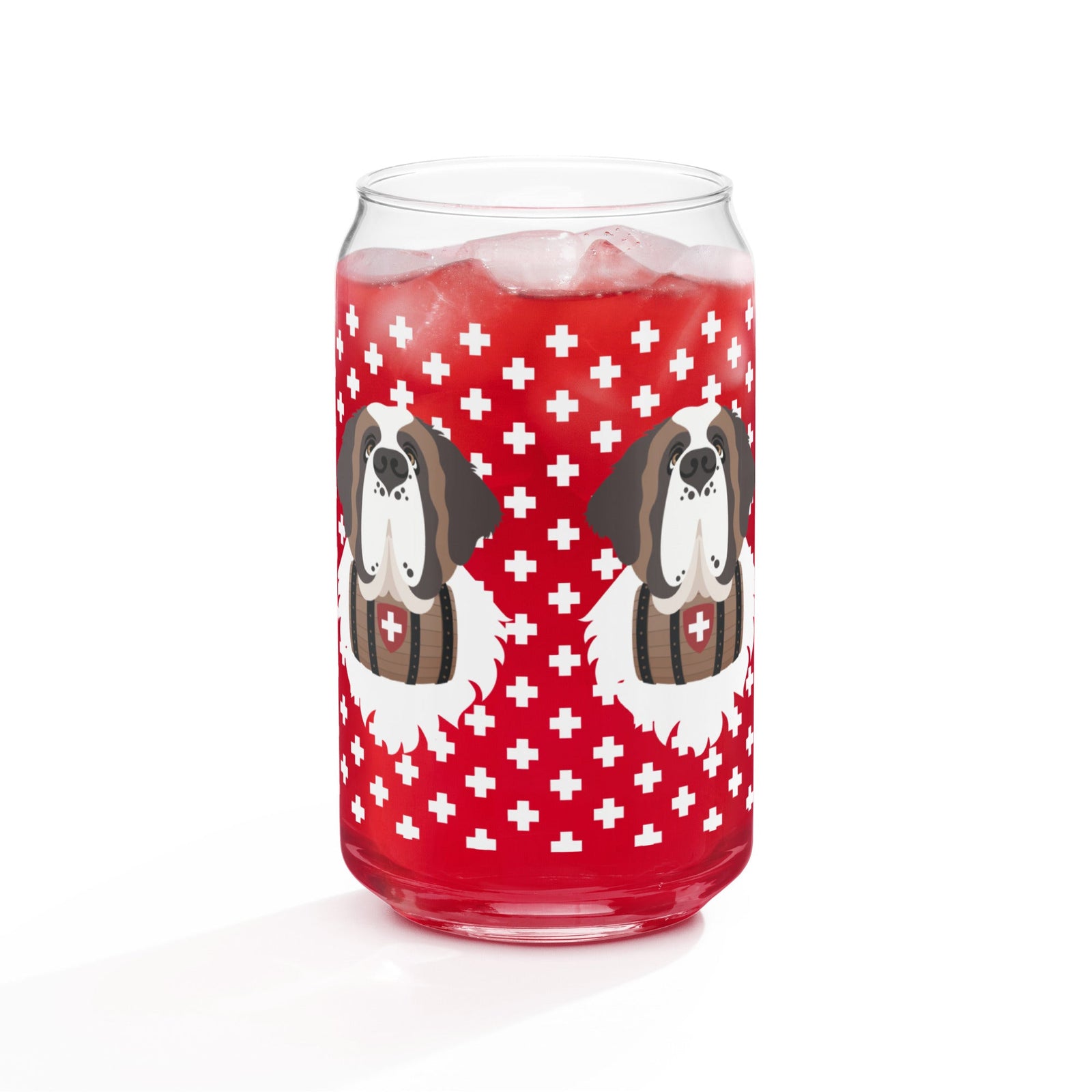 Swiss Cross Saint Bernard Can Glass - Lucy + Norman