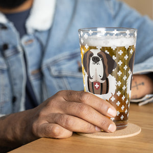 Swiss Cross Saint Bernard Shaker Pint Glass - Lucy + Norman