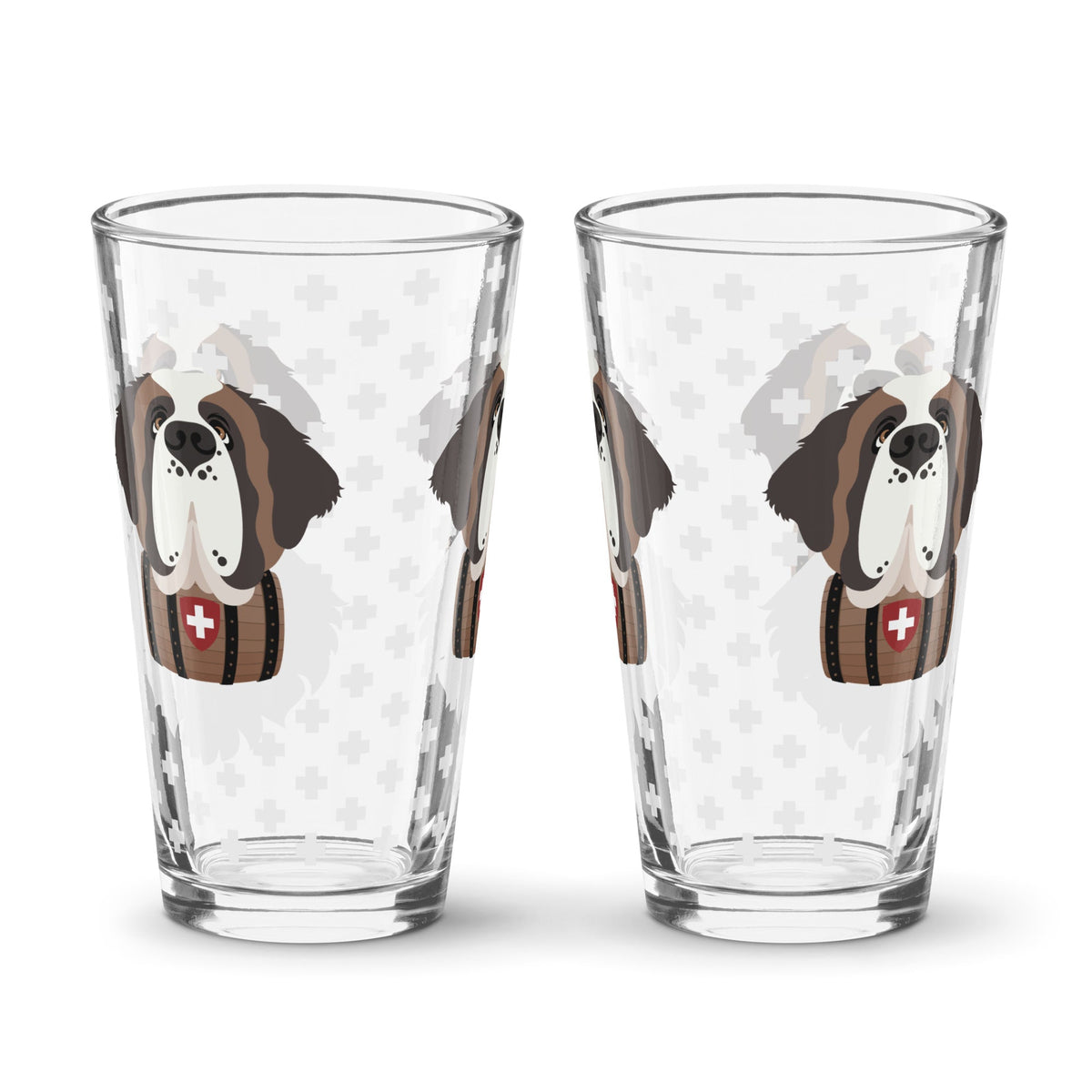 Swiss Cross Saint Bernard Shaker Pint Glass - Lucy + Norman