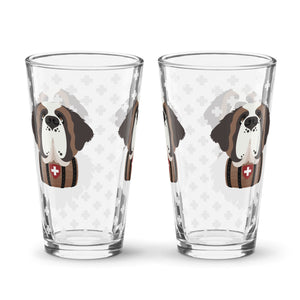 Swiss Cross Saint Bernard Shaker Pint Glass - Lucy + Norman