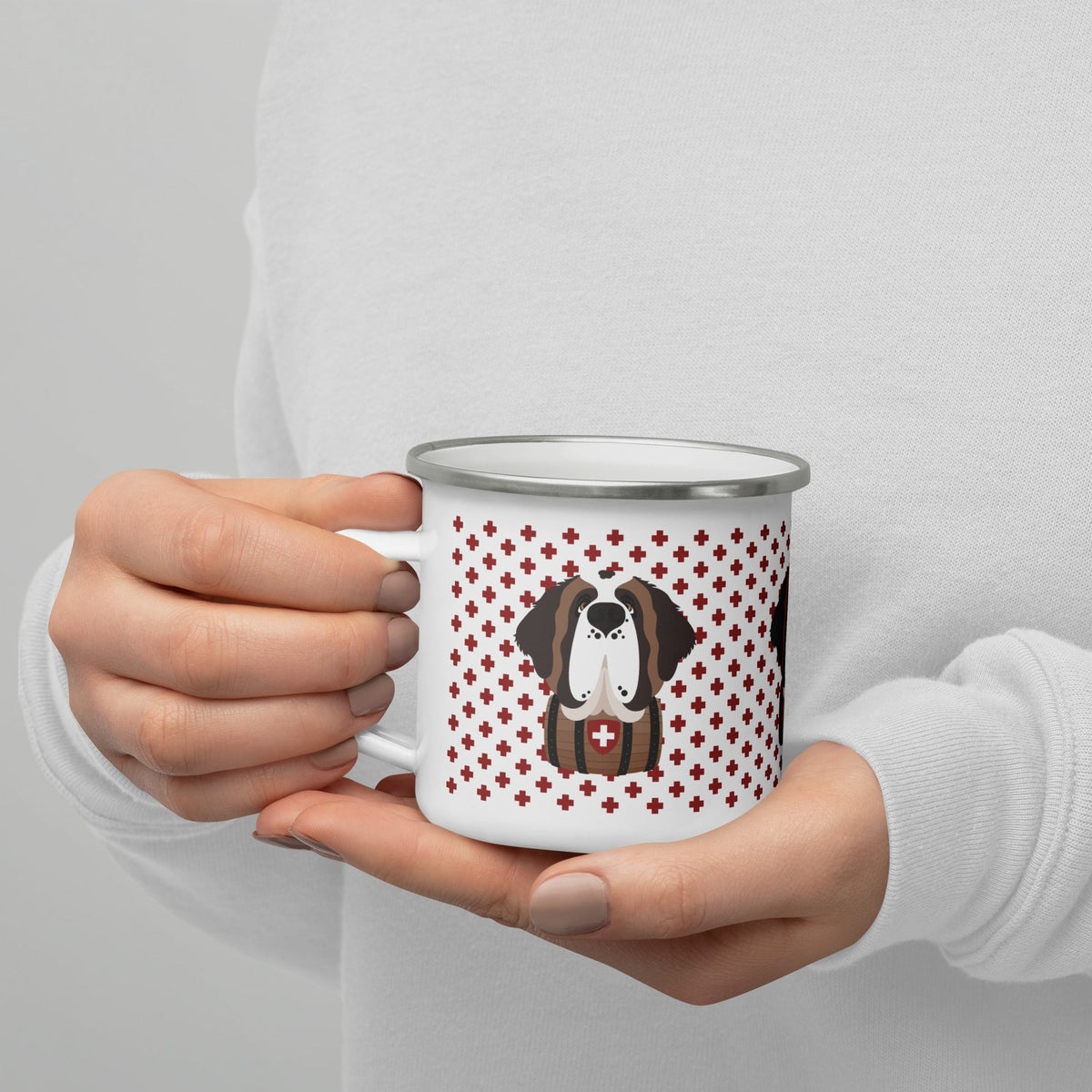 Swiss Cross St Bernard Enamel Camp Mug - Lucy + Norman
