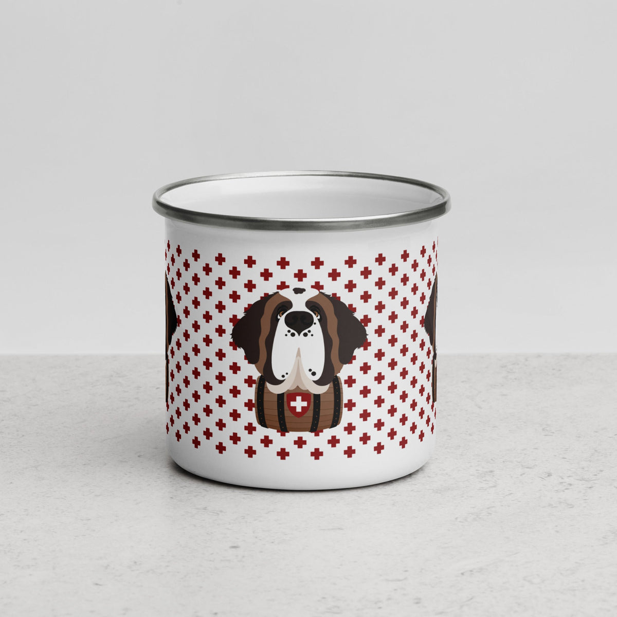 Swiss Cross St Bernard Enamel Camp Mug - Lucy + Norman