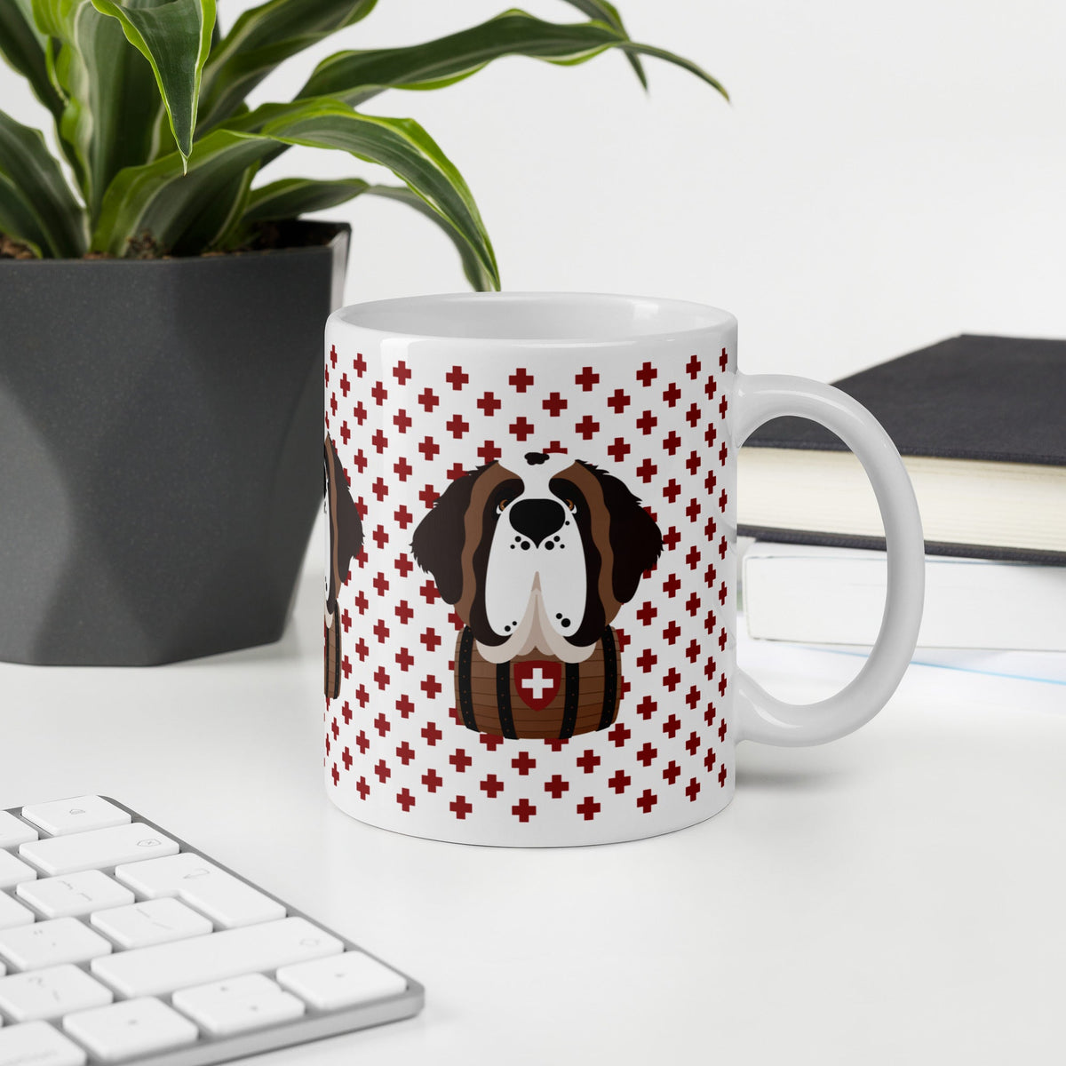 Swiss Cross St Bernard White Mug - Lucy + Norman