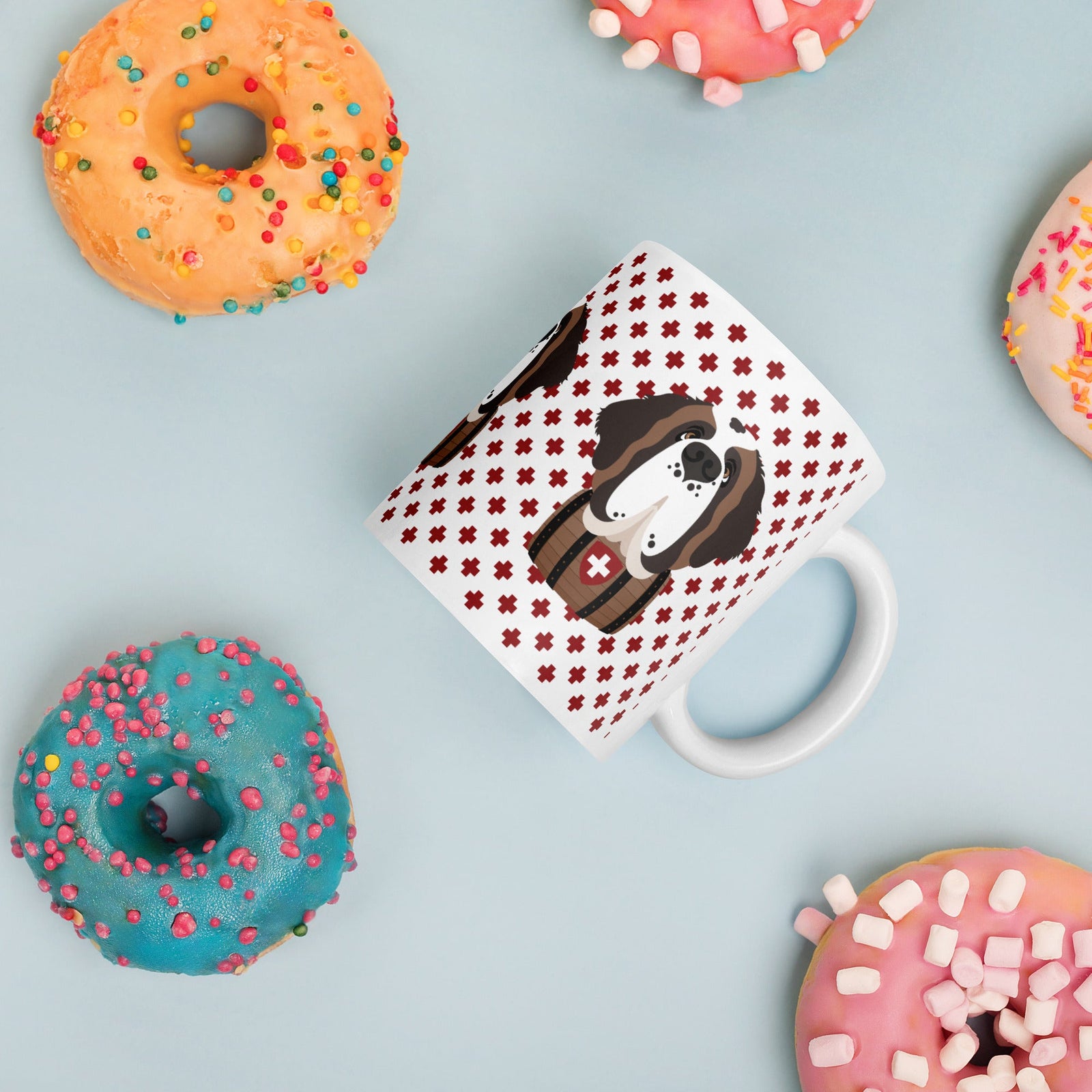 Swiss Cross St Bernard White Mug - Lucy + Norman