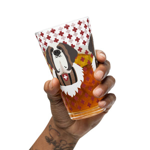 Swiss Red Cross St Bernard Dog Shaker Pint Glass - Lucy + Norman