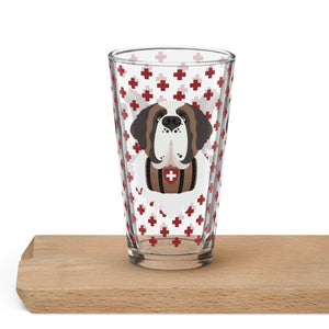 Swiss Red Cross St Bernard Dog Shaker Pint Glass - Lucy + Norman