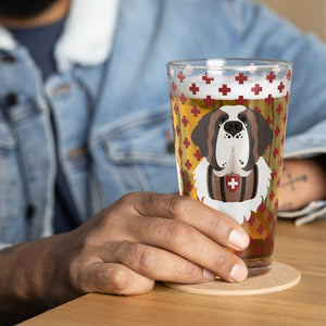 Swiss Red Cross St Bernard Dog Shaker Pint Glass - Lucy + Norman