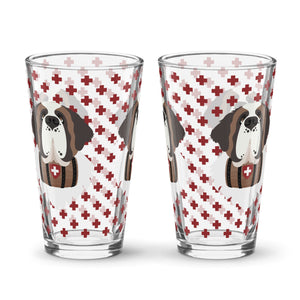 Swiss Red Cross St Bernard Dog Shaker Pint Glass - Lucy + Norman