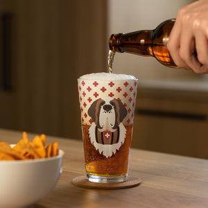 Swiss Red Cross St Bernard Dog Shaker Pint Glass - Lucy + Norman