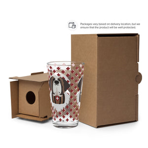 Swiss Red Cross St Bernard Dog Shaker Pint Glass - Lucy + Norman