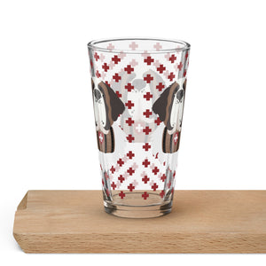 Swiss Red Cross St Bernard Dog Shaker Pint Glass - Lucy + Norman