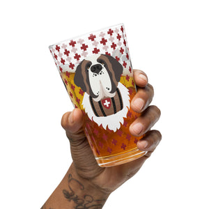 Swiss Red Cross St Bernard Dog Shaker Pint Glass - Lucy + Norman