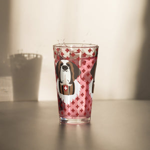 Swiss Red Cross St Bernard Dog Shaker Pint Glass - Lucy + Norman