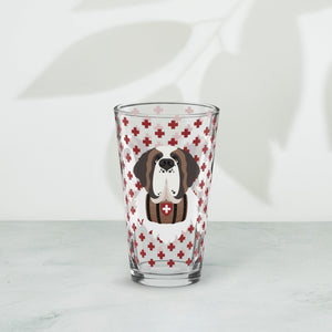 Swiss Red Cross St Bernard Dog Shaker Pint Glass - Lucy + Norman