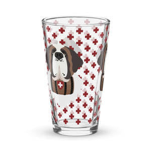 Swiss Red Cross St Bernard Dog Shaker Pint Glass - Lucy + Norman