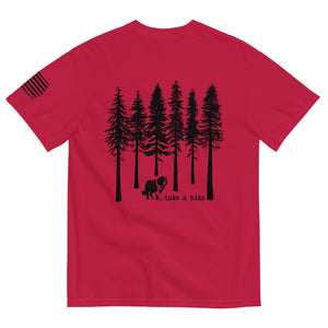 Take a Hike Redwoods w USA Flag Comfort Colors Heavyweight T - Shirt - Lucy + Norman