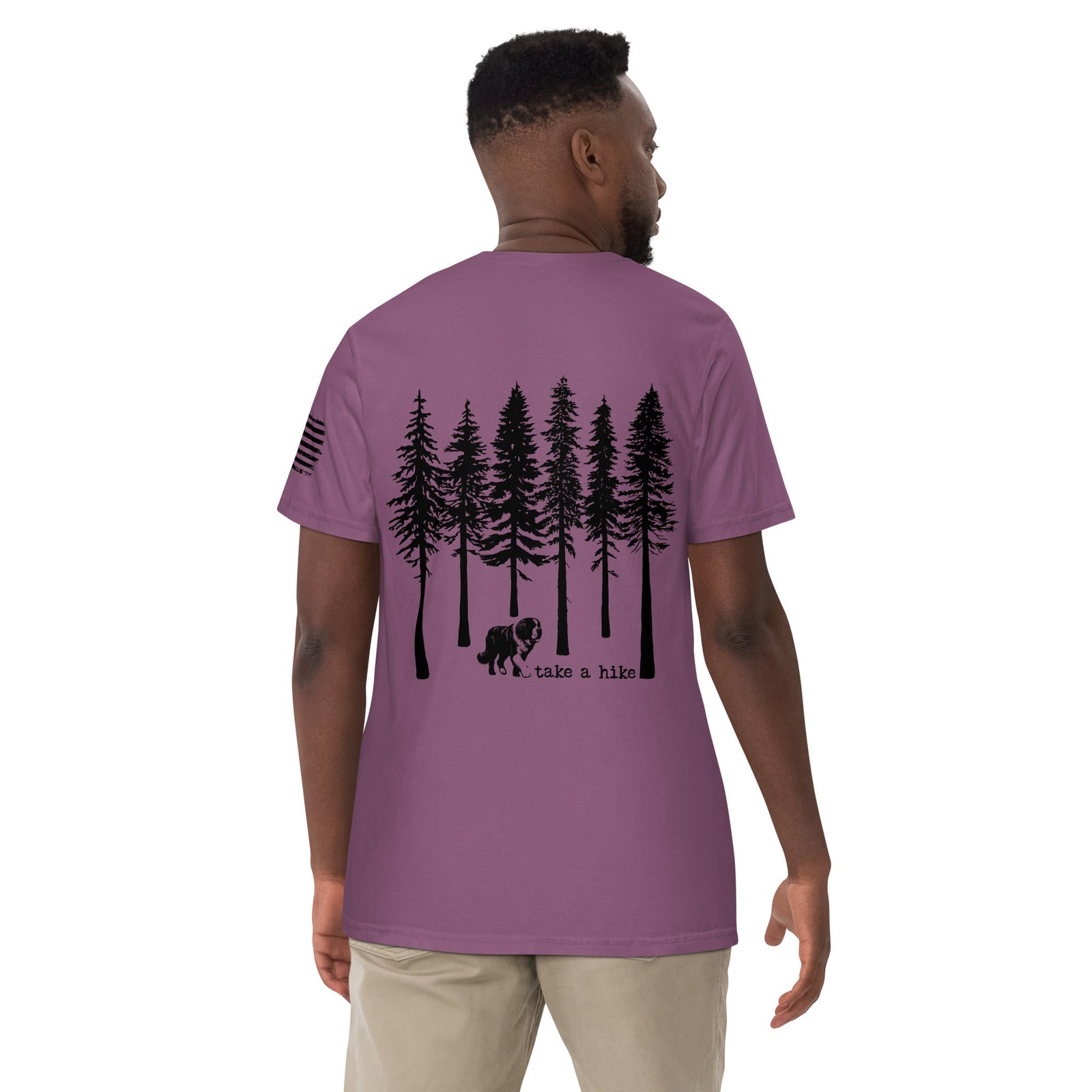 Take a Hike Redwoods w USA Flag Comfort Colors Heavyweight T - Shirt - Lucy + Norman