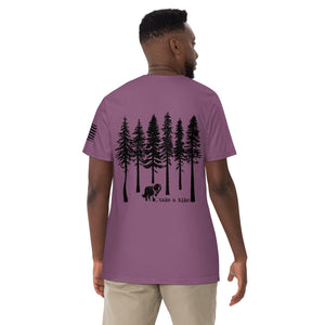 Take a Hike Redwoods w USA Flag Comfort Colors Heavyweight T - Shirt - Lucy + Norman