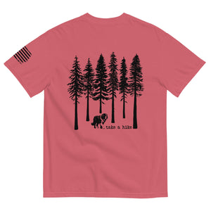 Take a Hike Redwoods w USA Flag Comfort Colors Heavyweight T - Shirt - Lucy + Norman