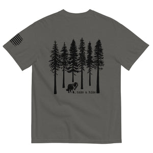 Take a Hike Redwoods w USA Flag Comfort Colors Heavyweight T - Shirt - Lucy + Norman