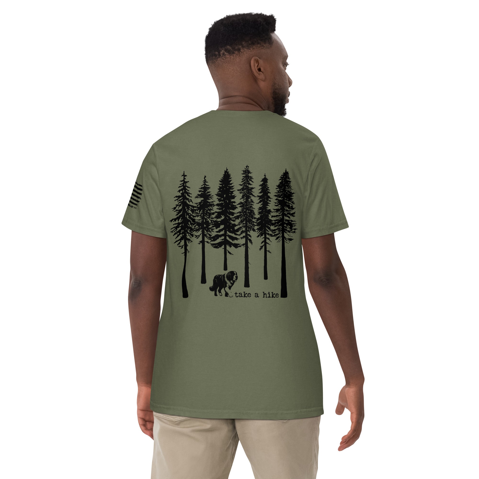 Take a Hike Redwoods w USA Flag Comfort Colors Heavyweight T - Shirt - Lucy + Norman