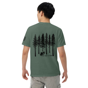 Take a Hike Redwoods w USA Flag Comfort Colors Heavyweight T - Shirt - Lucy + Norman