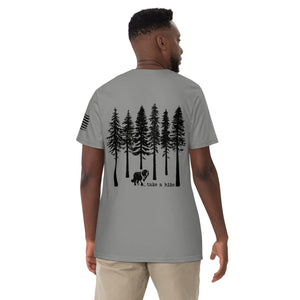 Take a Hike Redwoods w USA Flag Comfort Colors Heavyweight T - Shirt - Lucy + Norman