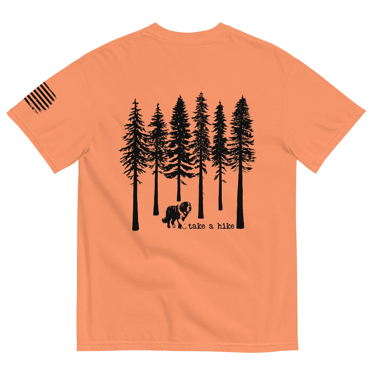 Take a Hike Redwoods w USA Flag Comfort Colors Heavyweight T - Shirt - Light Colors - Lucy + Norman