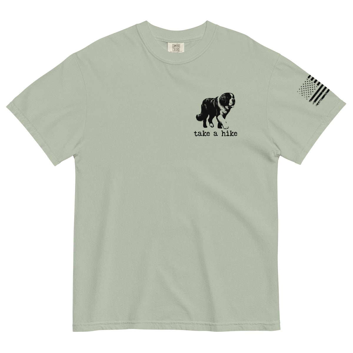 Take a Hike Redwoods w USA Flag Comfort Colors Heavyweight T - Shirt - Light Colors - Lucy + Norman