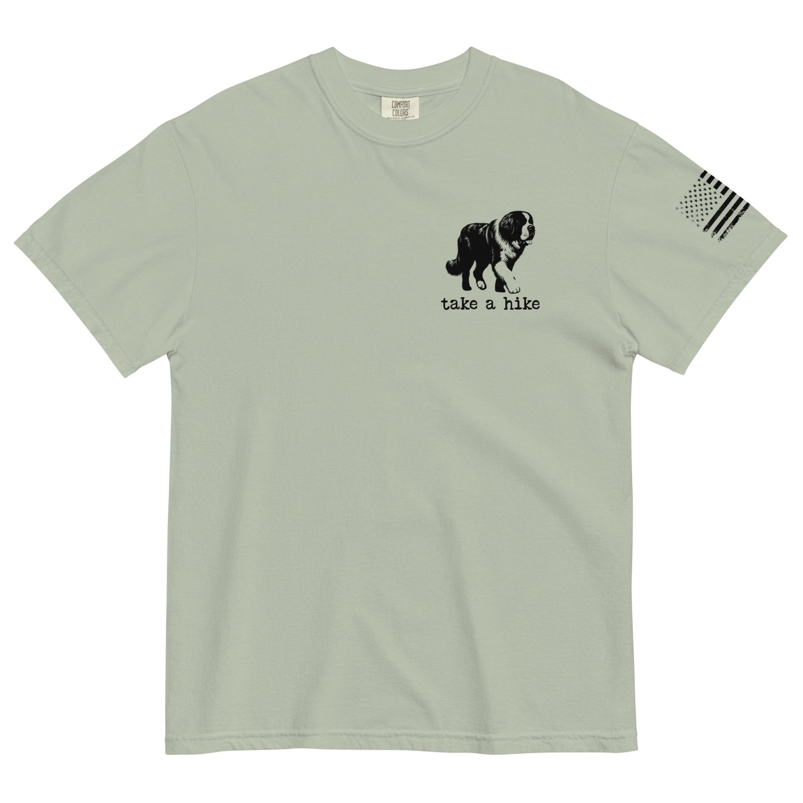 Take a Hike Redwoods w USA Flag Comfort Colors Heavyweight T - Shirt - Light Colors - Lucy + Norman