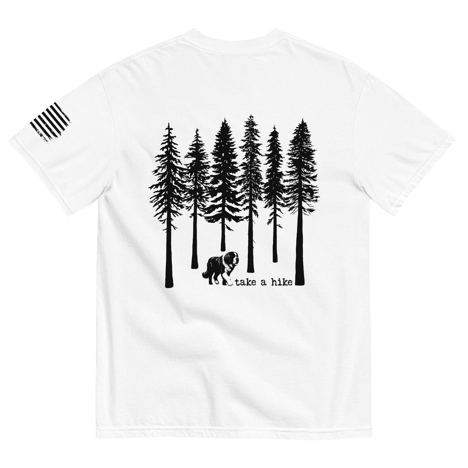 Take a Hike Redwoods w USA Flag Comfort Colors Heavyweight T - Shirt - Light Colors - Lucy + Norman