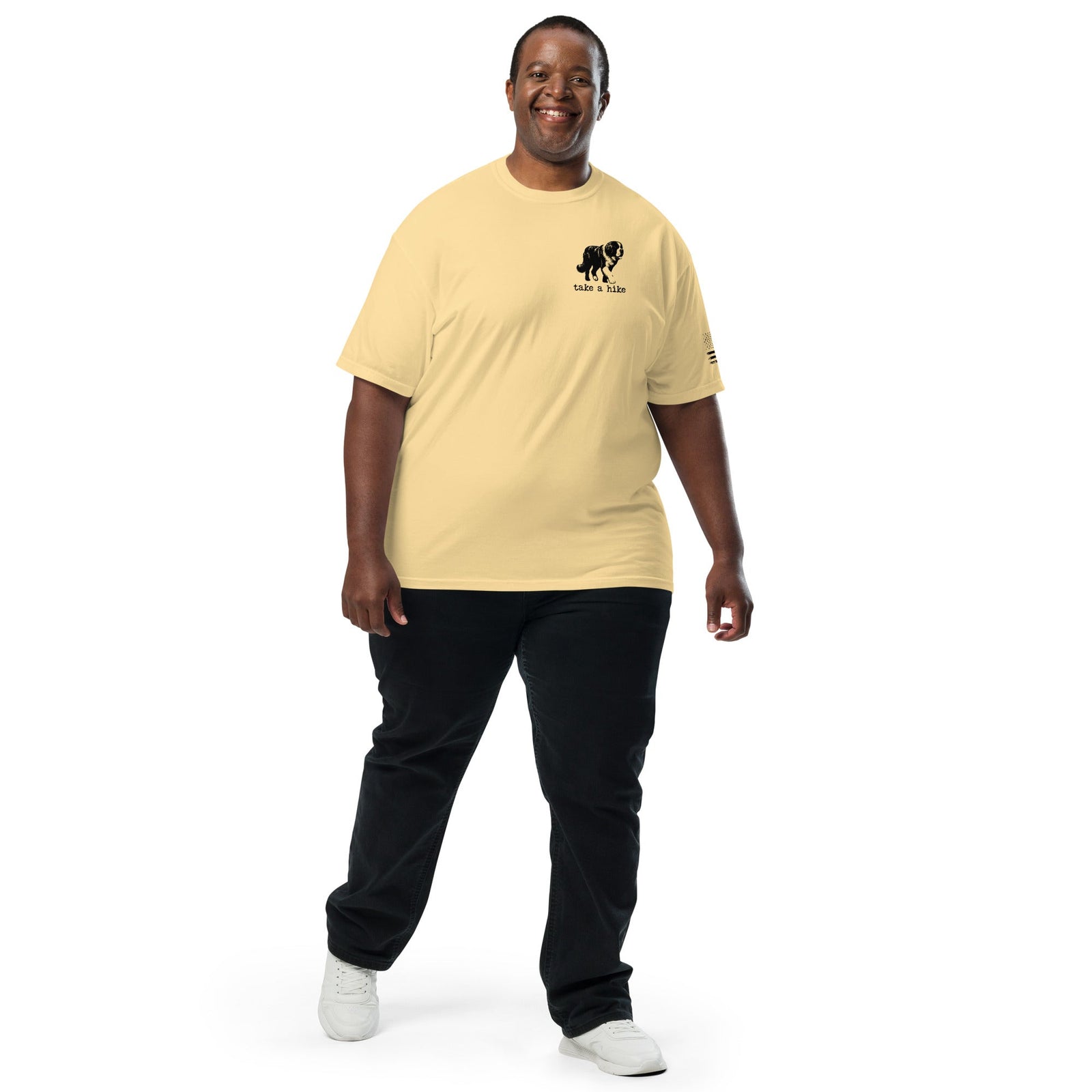 Take a Hike Redwoods w USA Flag Comfort Colors Heavyweight T - Shirt - Light Colors - Lucy + Norman
