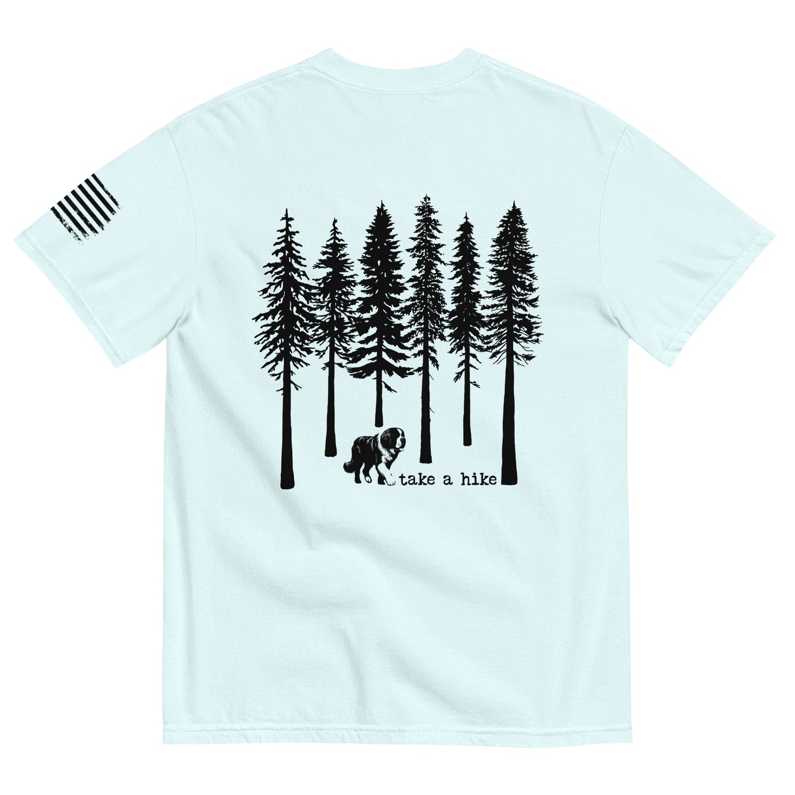 Take a Hike Redwoods w USA Flag Comfort Colors Heavyweight T - Shirt - Light Colors - Lucy + Norman