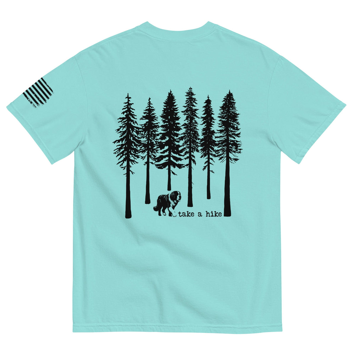 Take a Hike Redwoods w USA Flag Comfort Colors Heavyweight T - Shirt - Light Colors - Lucy + Norman