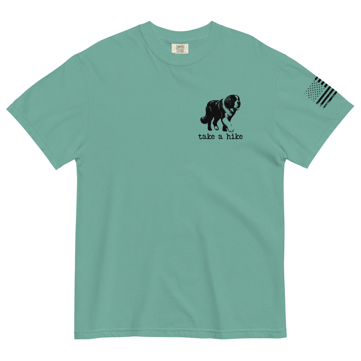 Take a Hike Redwoods w USA Flag Comfort Colors Heavyweight T - Shirt - Light Colors - Lucy + Norman