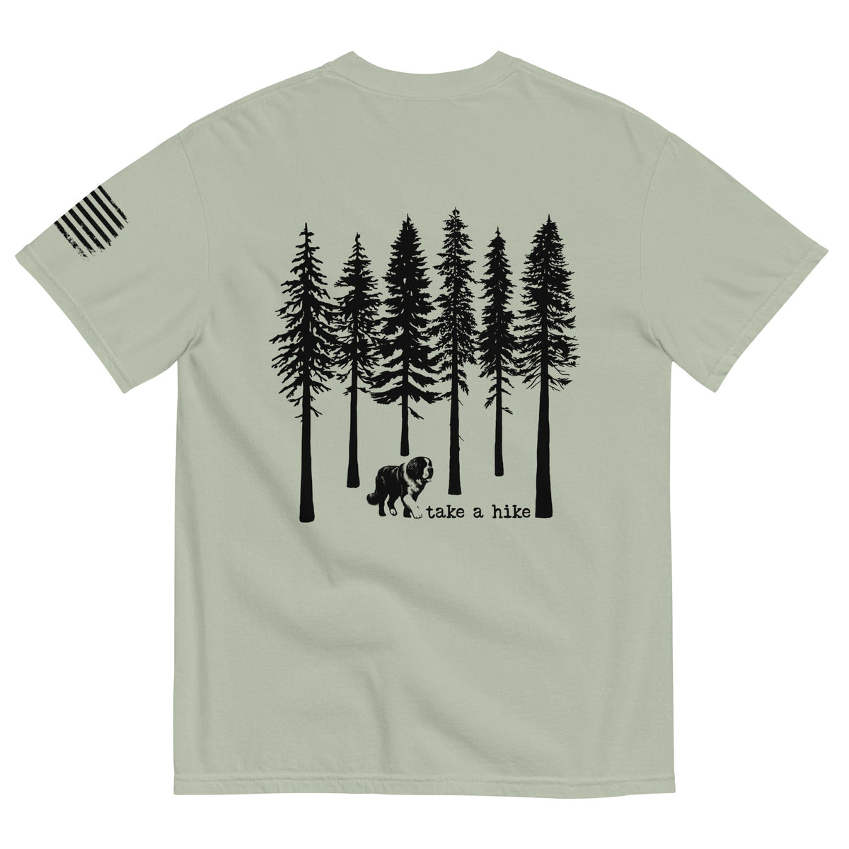 Take a Hike Redwoods w USA Flag Comfort Colors Heavyweight T - Shirt - Light Colors - Lucy + Norman